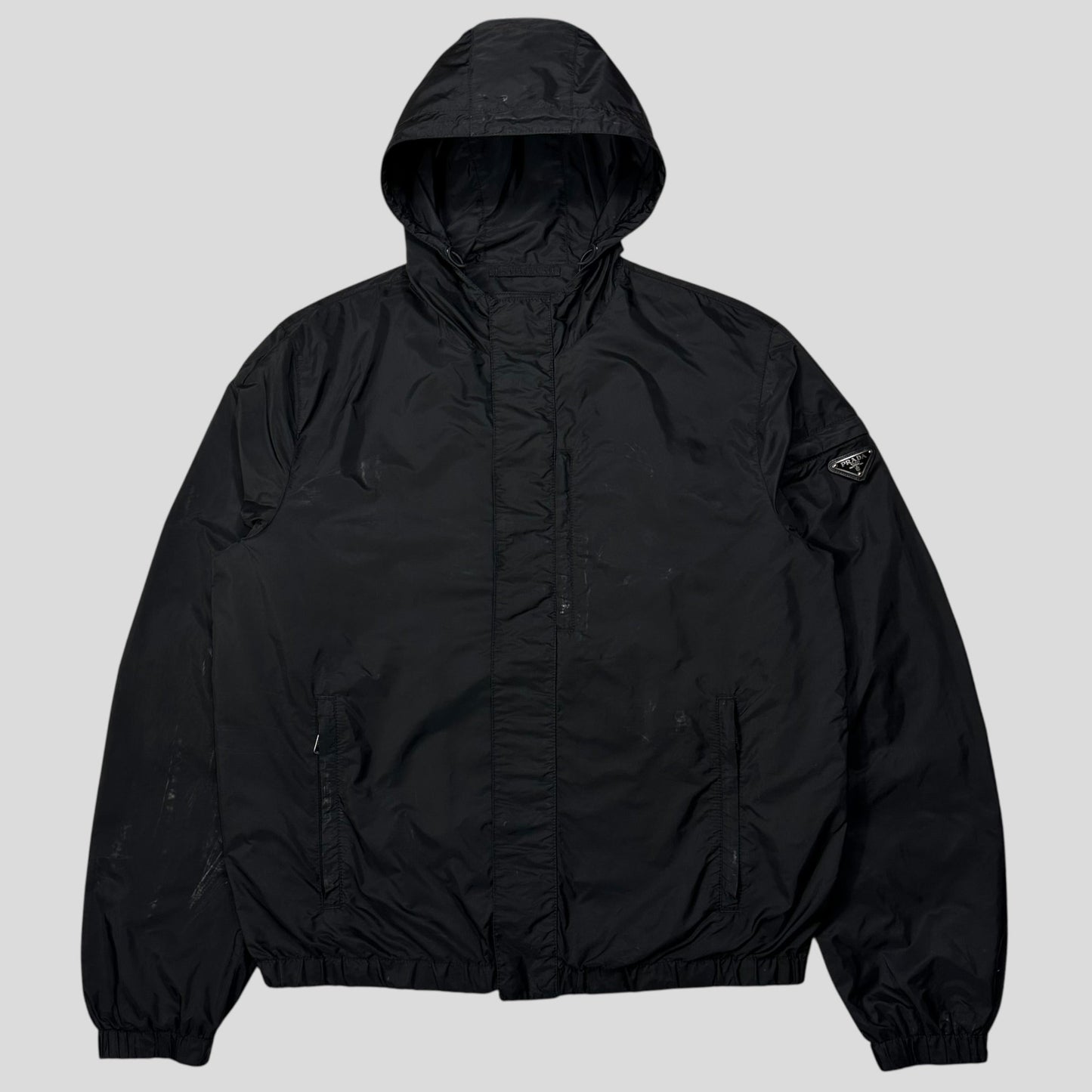 Prada Milano 2017 Triangle Plaque Logo Nylon Windbreaker Jacket - IT50 | Default Title, Black
