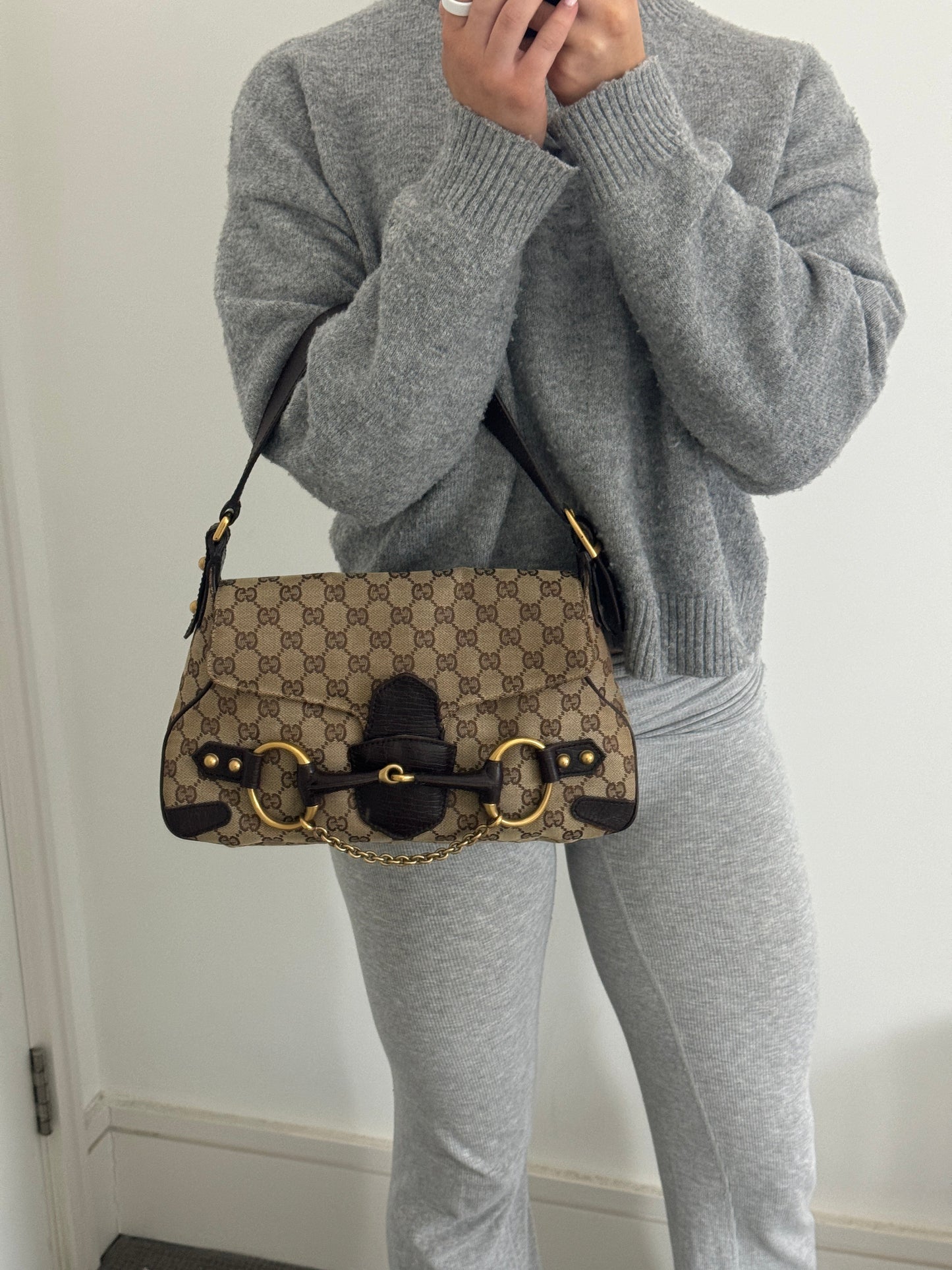 Vintage 90s Gucci Monogram Horsebit 1955 Shoulder Bag | O/S, Multicoloured