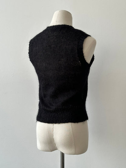 Vintage 1990s Mohair V Neck Top - S
