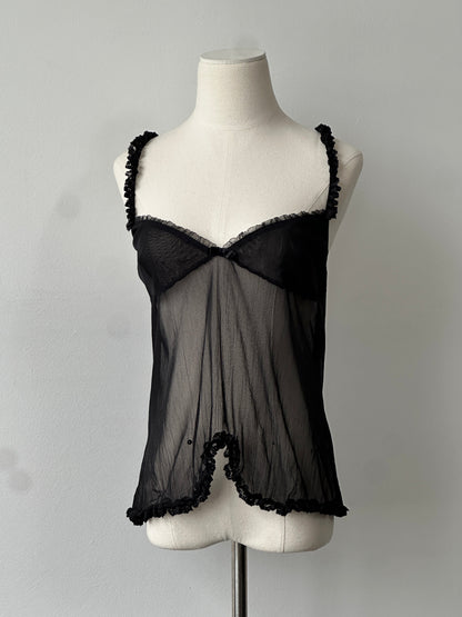 Vintage 2000s Sheer Sleeveless Lace Top - S-M