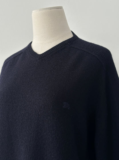 Burberry London 1990s Wool V Neck Knit Jumper - M