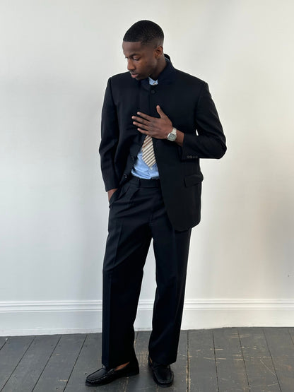 Burberry London 2000s Pure Wool High Neck Stripe Suit - 40S/L/XL