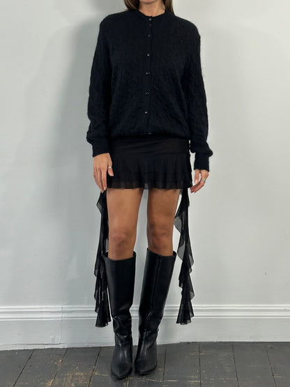 Vintage 1990s Layered Ruffle Mini Skirt - S