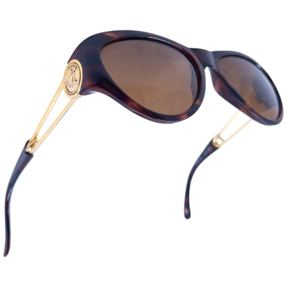 Vintage 1996 Gianni Versace Safety Pin Tortoise Shell Sunglasses | O/S, Brown