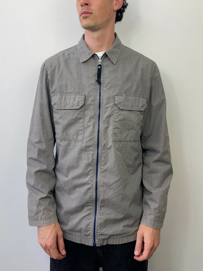 Armani Jeans 90s Zip-Through Overshirt Jacket | X-Large, Grey