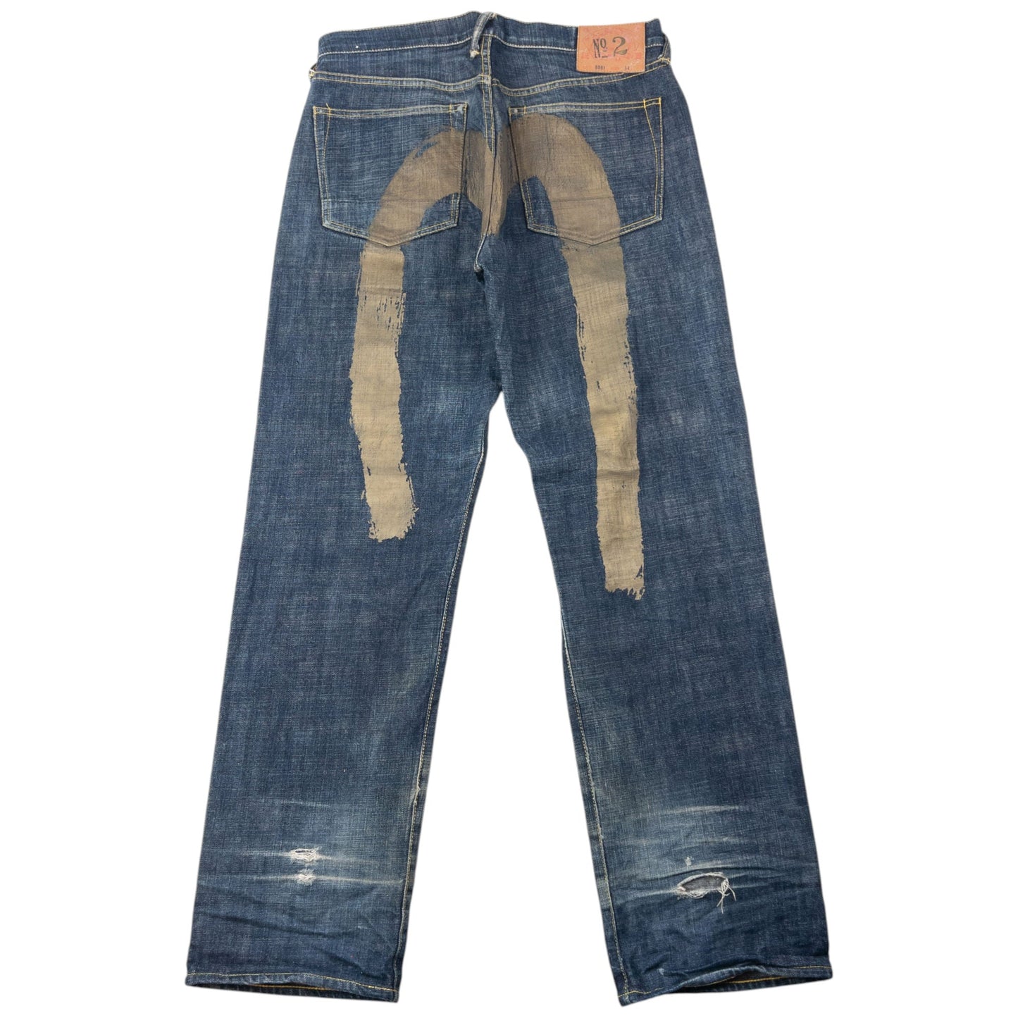 Vintage 2000s Evisu Painted Daicock Japanese Denim Jeans Size W32 | W32, Multicoloured