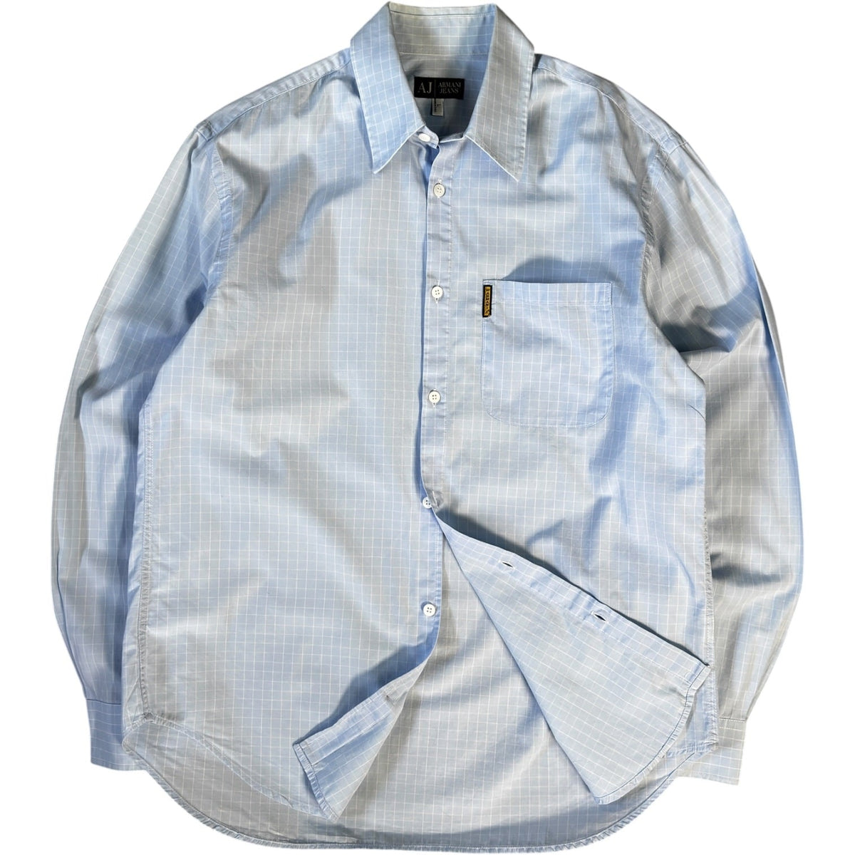 Armani Jeans 00’s Windowpane Check Shirt L | Large, Blue