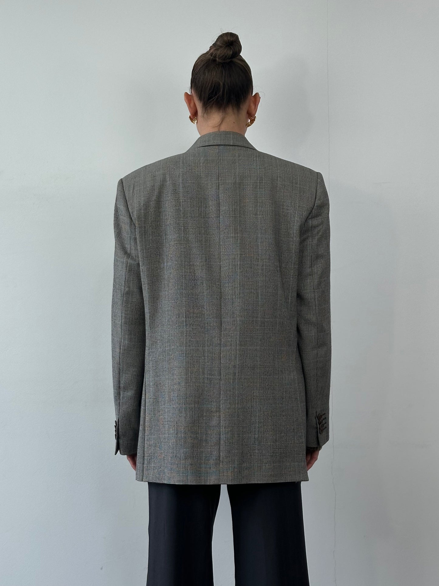 Italian Vintage Wool Check Single Breasted Blazer - 42R/L