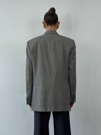 Italian Vintage Wool Check Single Breasted Blazer - 42R/L