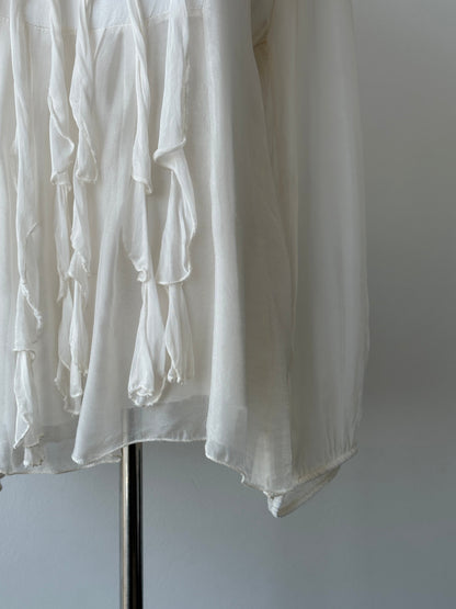Italian Vintage 2000s Silk Ruffle Shirt - M