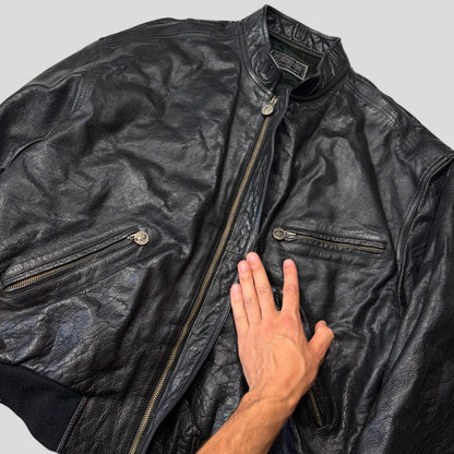 Gianni Versace 90’s Versus Leather Sherpa Flight Jacket - M/L | Default Title, Black
