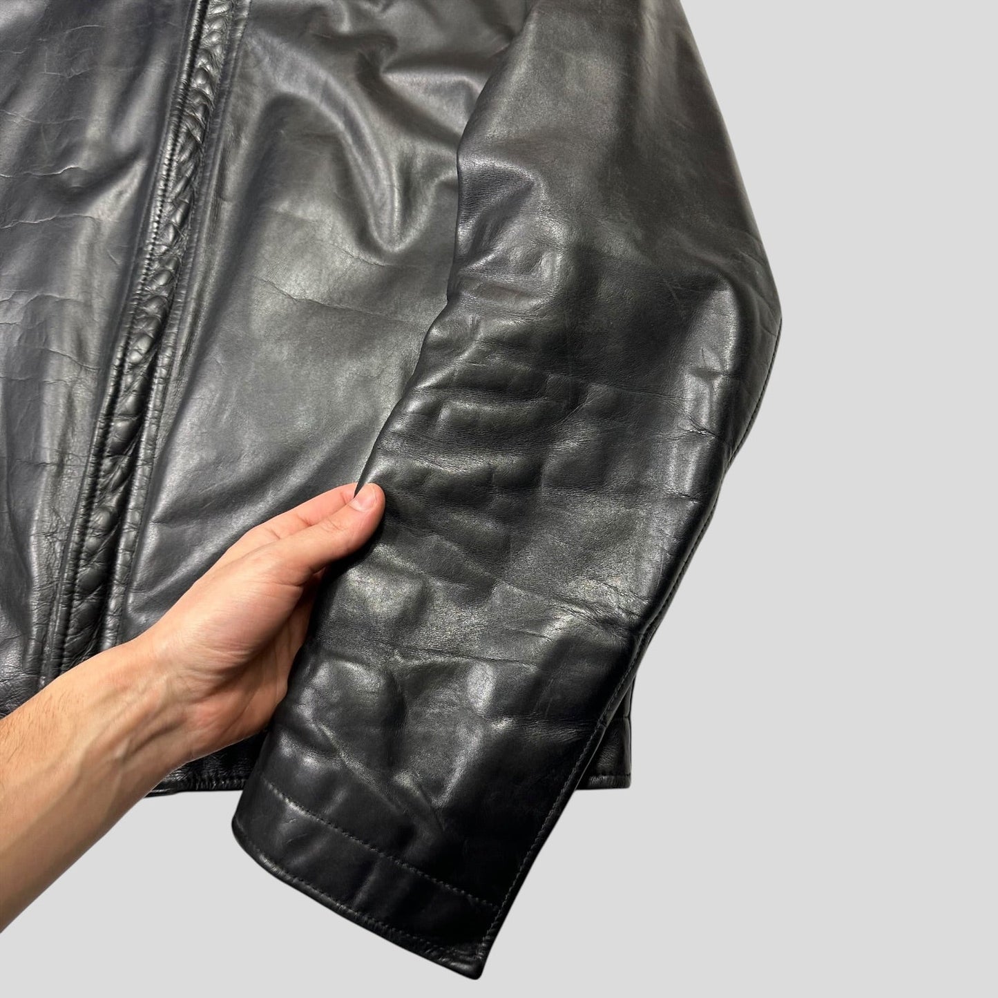 Neil Barrett 00’s Textured Padded Leather Moto Jacket - L