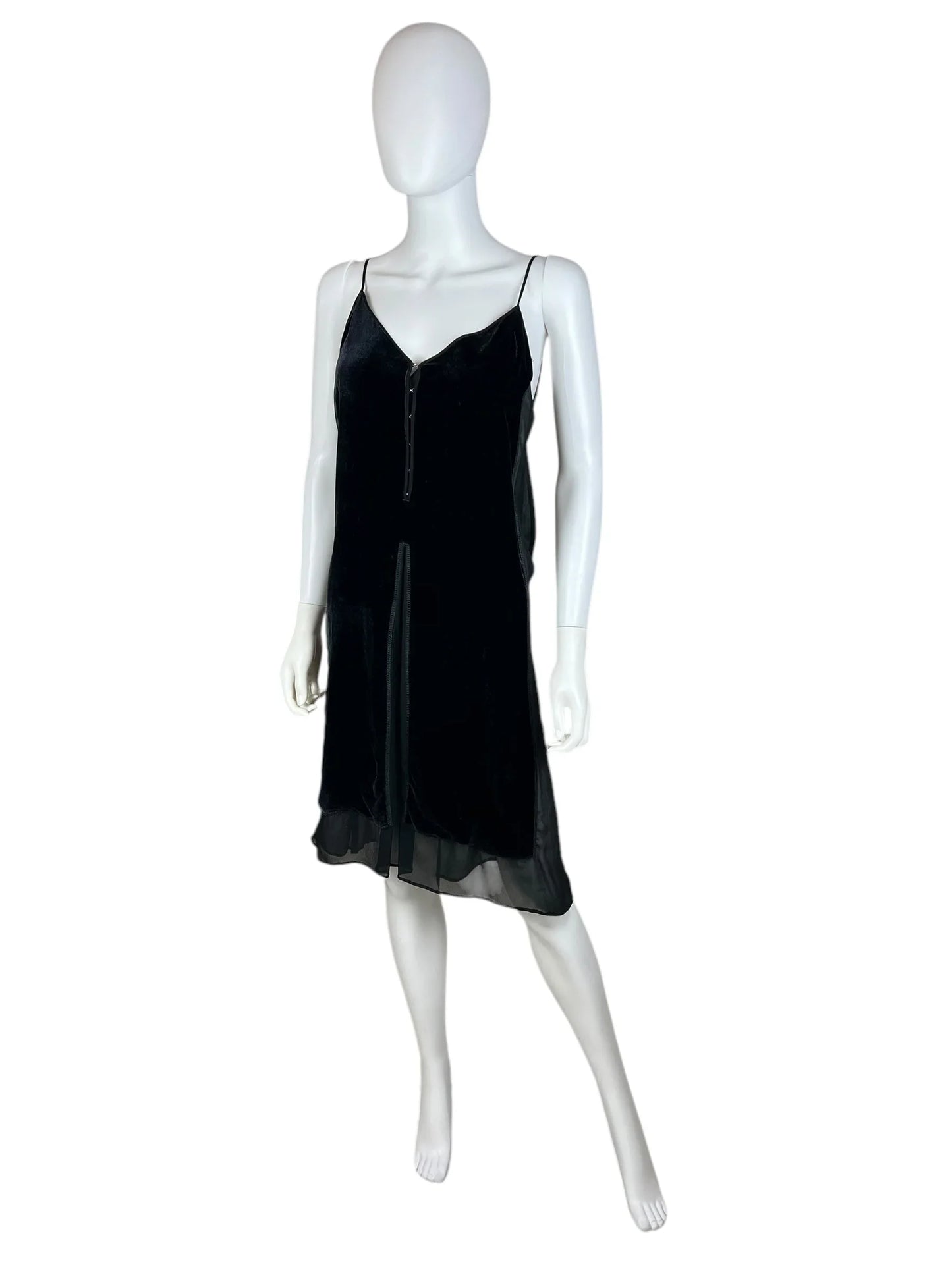 Miu Miu 1990s velvet sheer slip dress