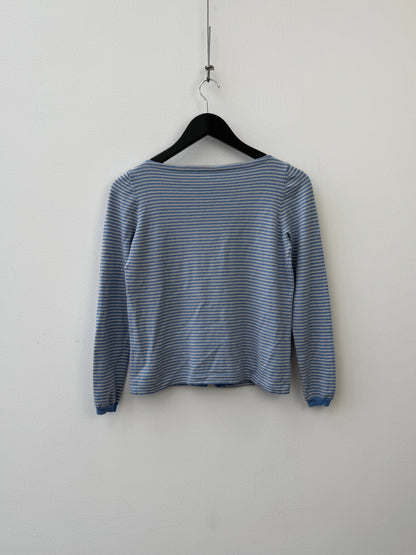 Prada Stripe Button-Up Cardigan | Small, Blue