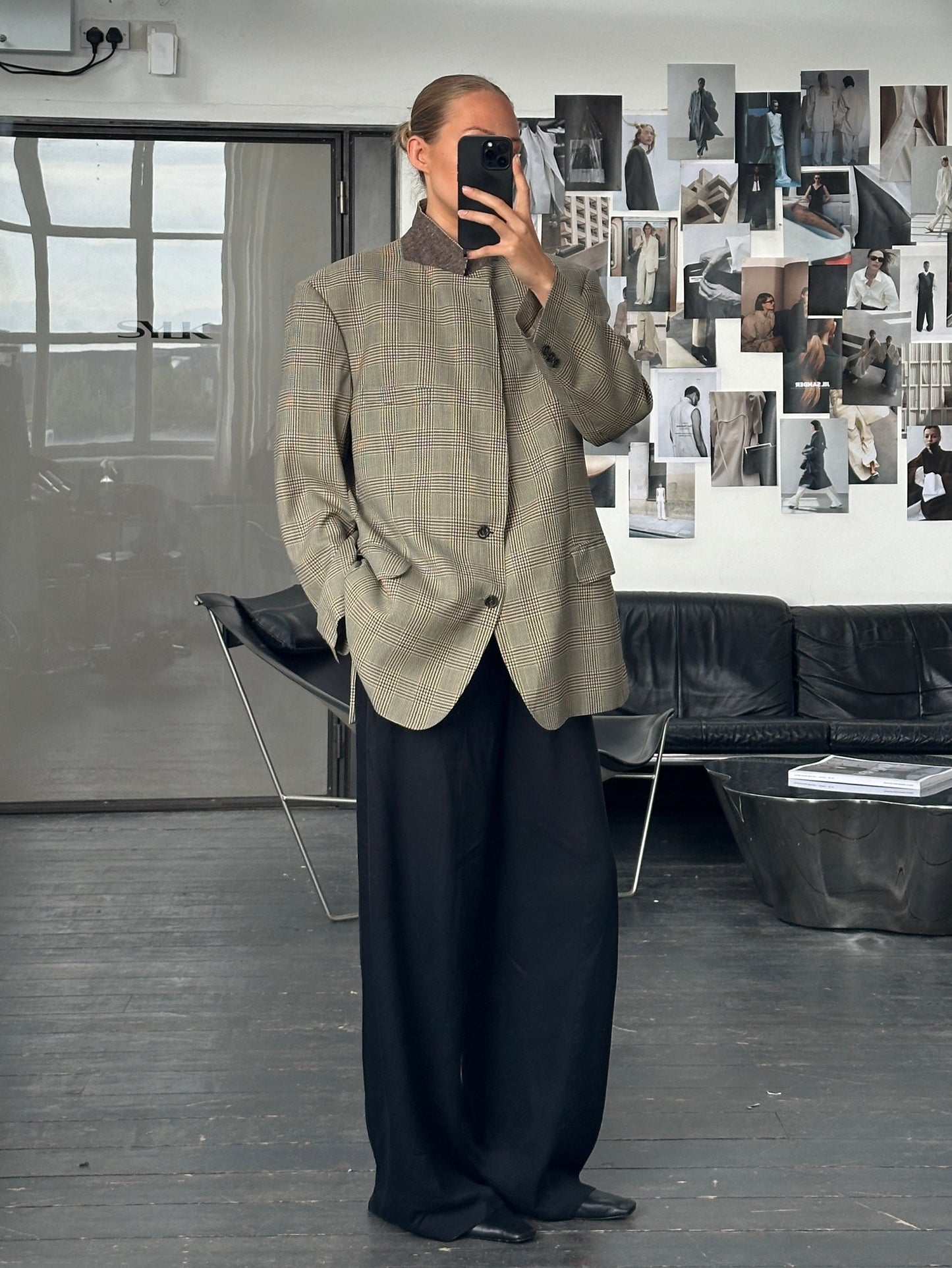 Burberry 1980s Pure Wool Single Breasted Check Blazer - 44R/XL