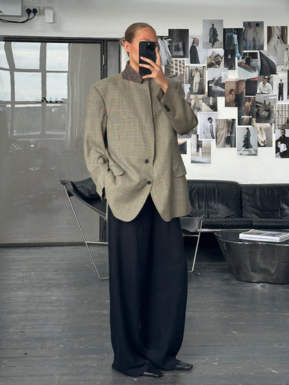 Burberry 1980s Pure Wool Single Breasted Check Blazer - 44R/XL