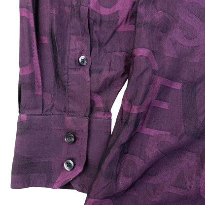 Vintage 2000s Versace Collection Monogram Long Sleeve Button Up Shirt Size M | Medium, Purple