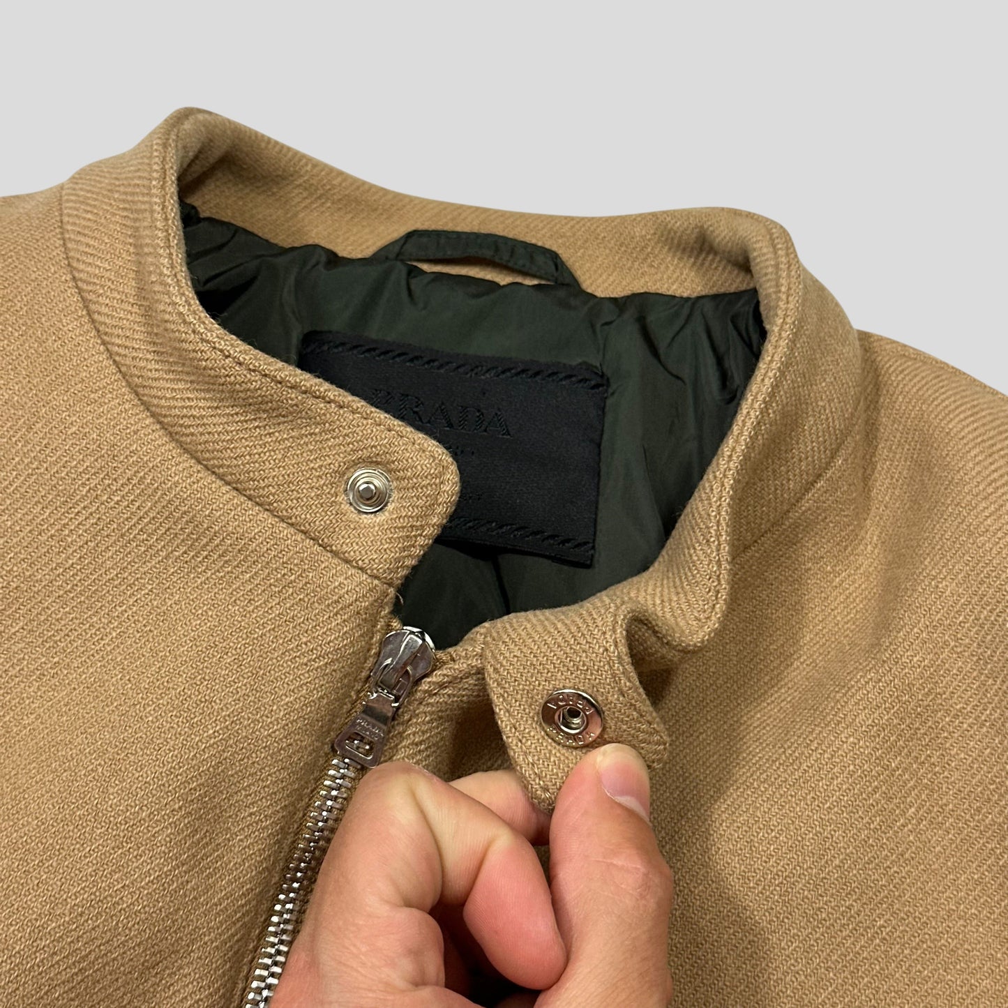 Prada Milano 1999 Wool Padded Leather Detailed Biker Jacket - L | Default Title, Multicoloured