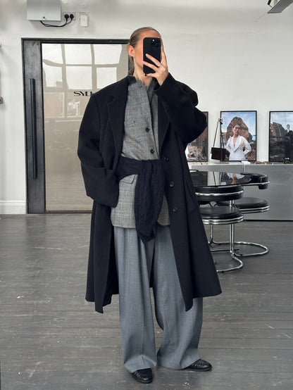 Vintage 1990s Cashmere Wool Concealed Placket Coat - XXL/XXXL