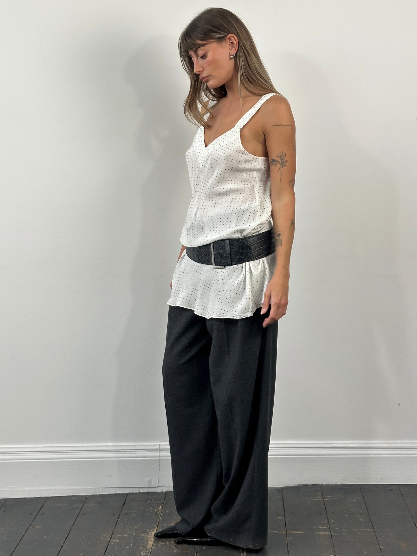 Vintage 1990s Square Buckle Leather Chunky Belt - W34-36