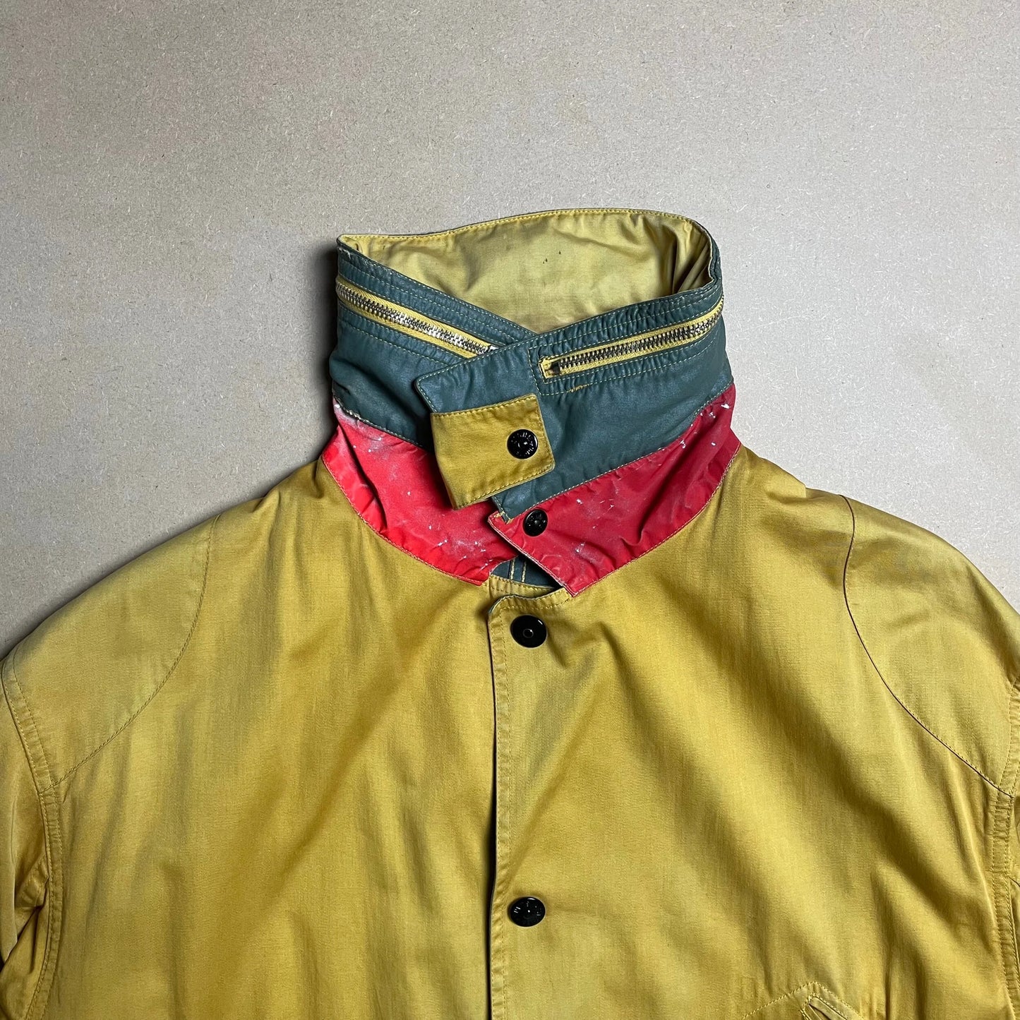 S/S 1990 Gold Yellow Hidden Reflective Collar Raso Gommato Safety Jacket