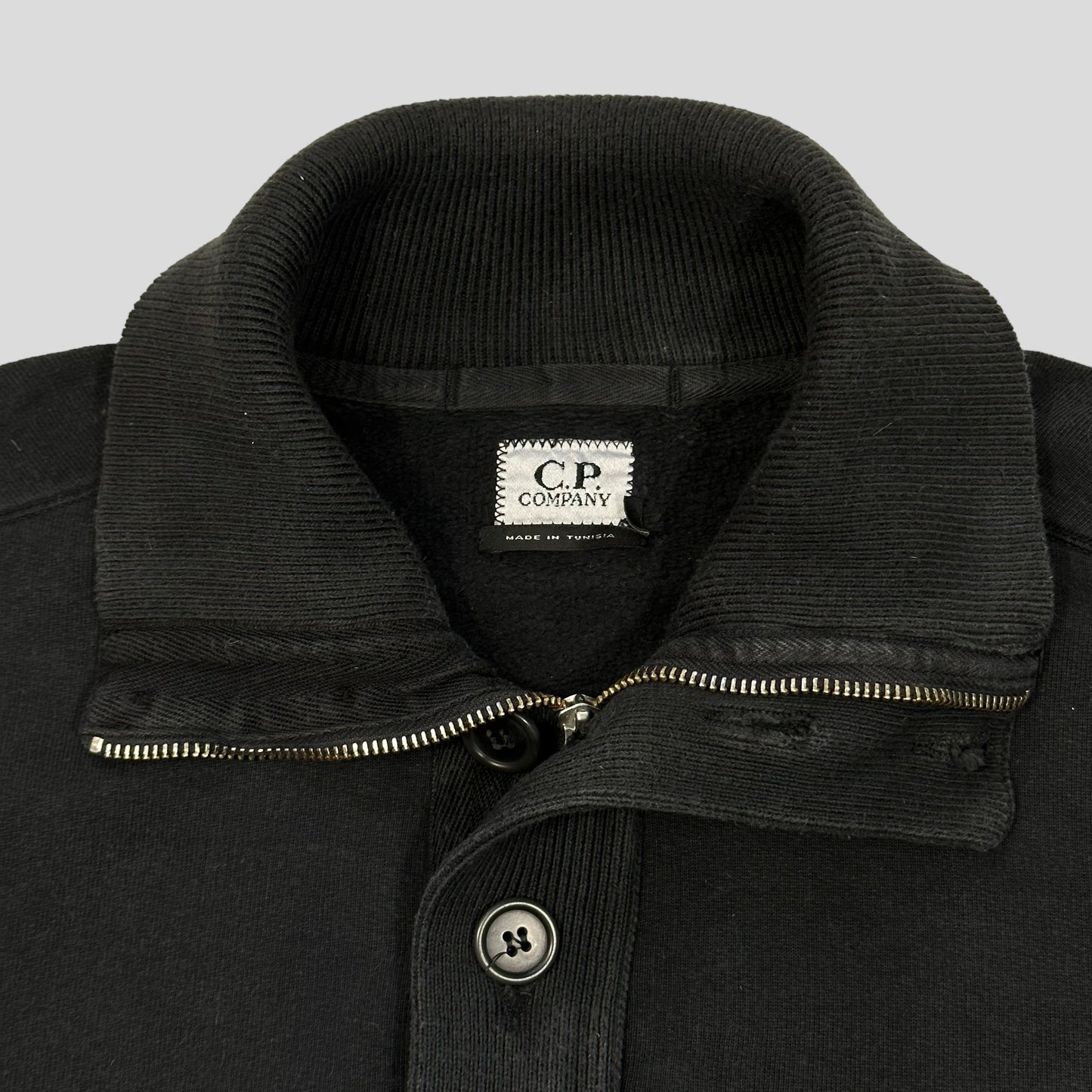 CP Company AW08 Heavyweight Cotton 1/4 Logo Pullover - L | Default Title, Black
