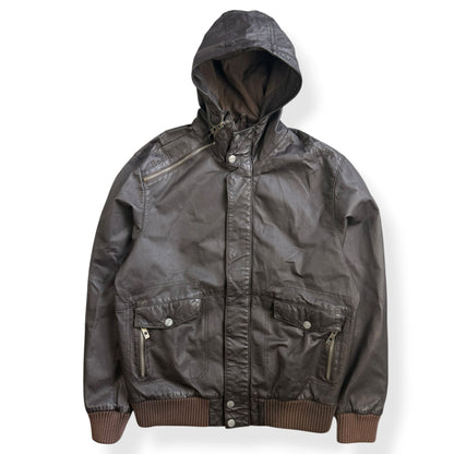 2000's Bench Asymmetric Zip Leather Jacket (L) | Large, Brown