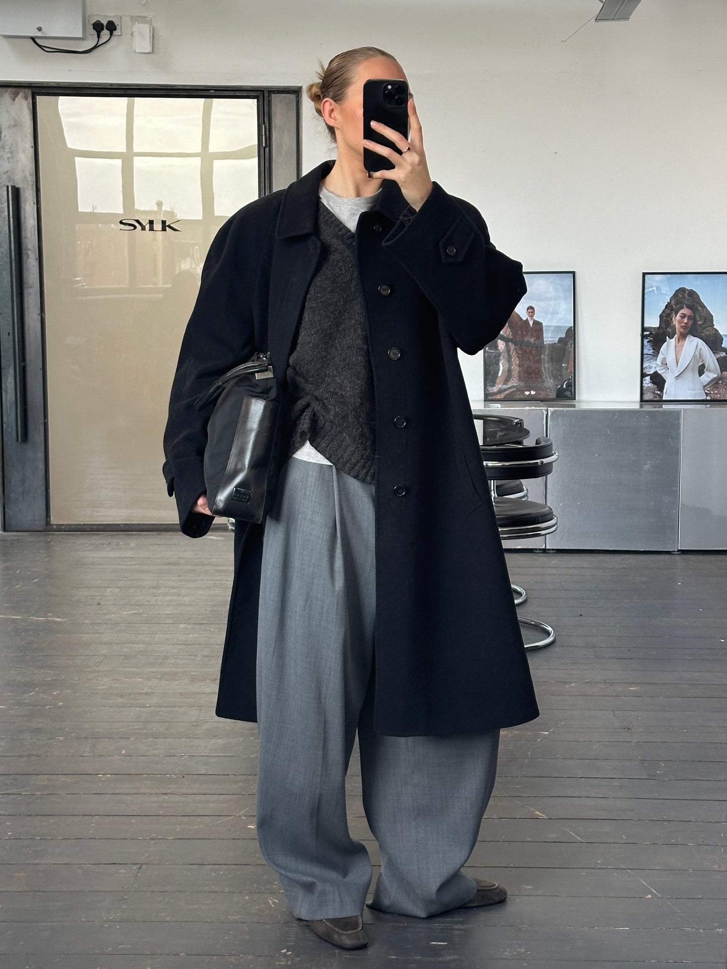 Italian Vintage 1990s Wool Cashmere Belted Coat - XXL