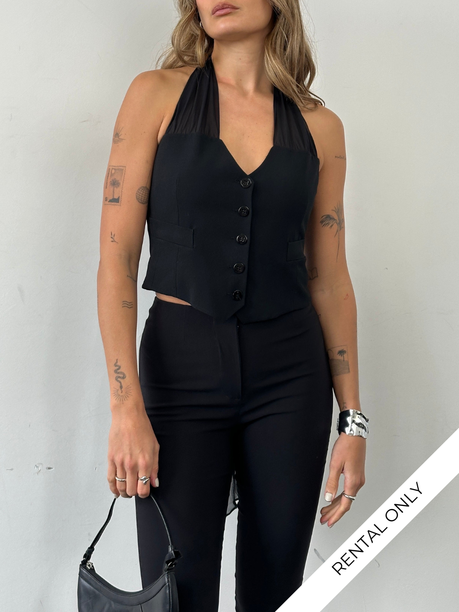 Emporio Armani 2002 Pure Silk Halter Neck Waistcoat - S/M