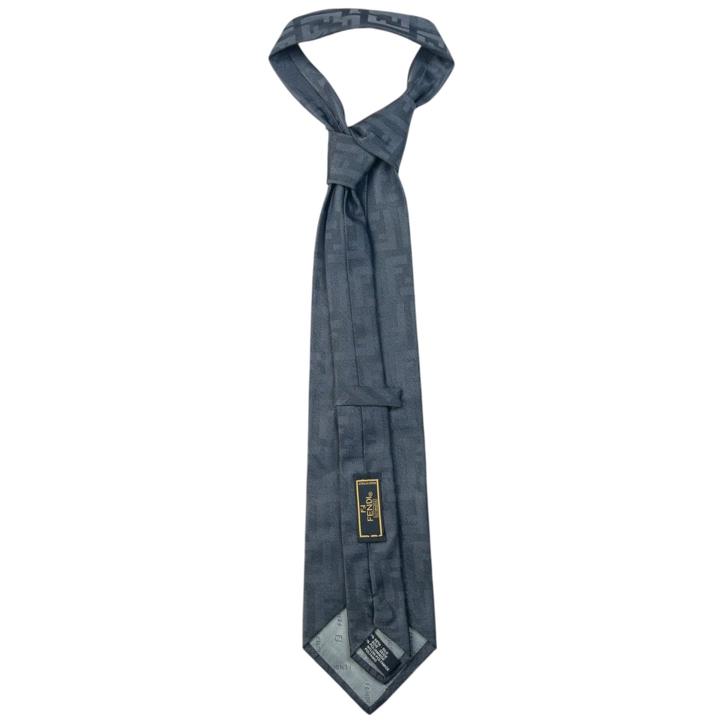 Vintage 2000s Fendi Iridescent Monogram Silk Tie | O/S, Grey