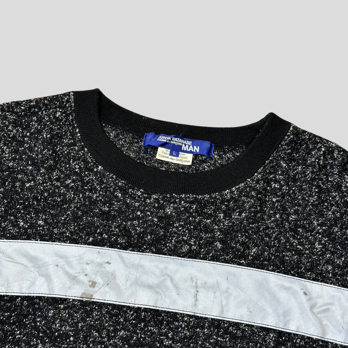 Junya Watanabe MEN 2018 Speckled 3M Reflective Panelled Knit - L (M) | Medium, Grey