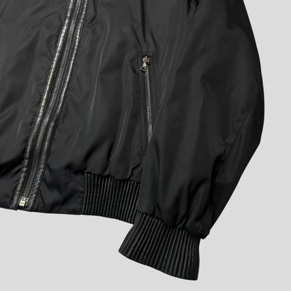 Prada Milano 2007 Gabardine Nylon + Leather Bomber Jacket - IT52 (L) | Default Title, Black