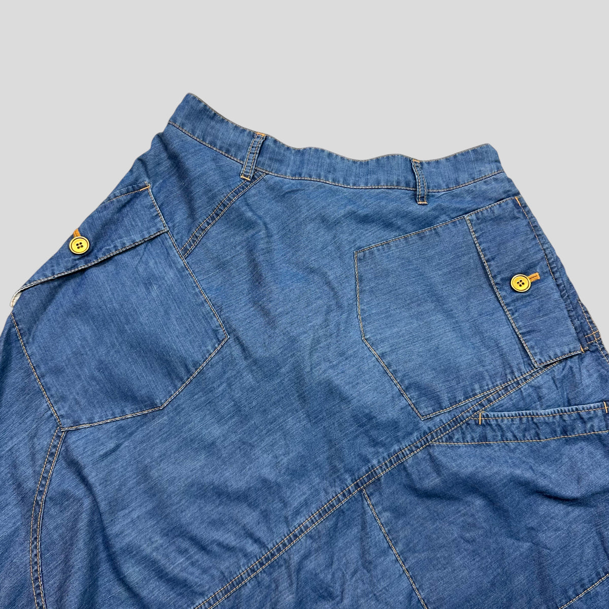 CDG Tricot 00’s Brodiere Denim Patchwork Split Cargo Skirt | Medium, White