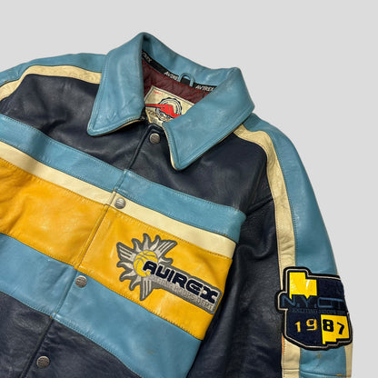 Avirex 90’s NYC Exciting Hoops Quilted Leather Varsity Jacket - XL | Default Title, Multicoloured