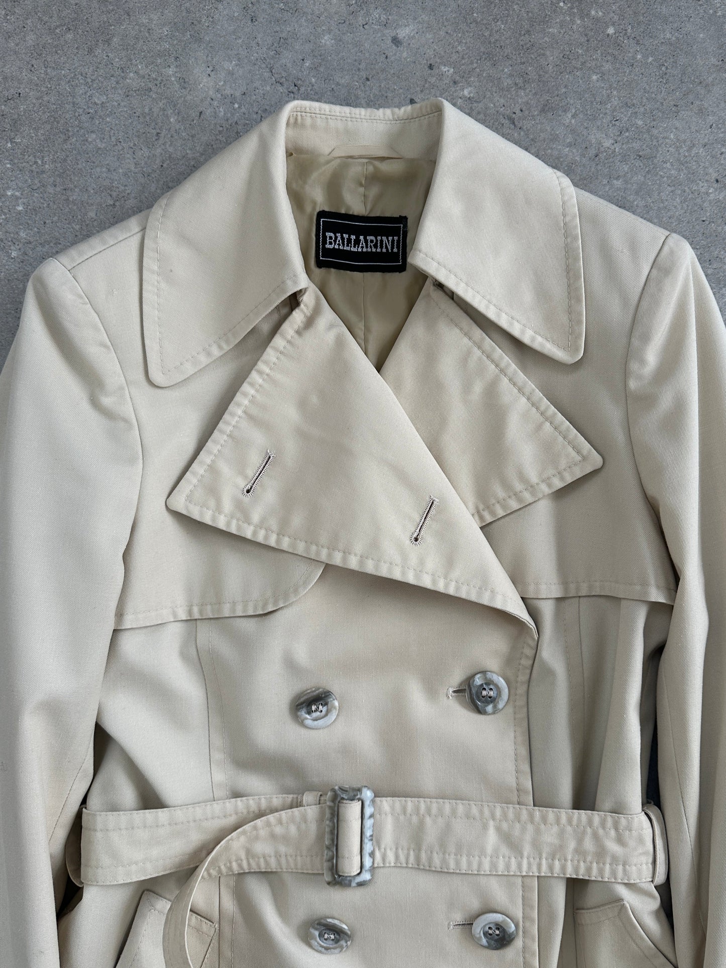 Vintage 1980s Cotton Double Breasted Belted Trench Coat - XS