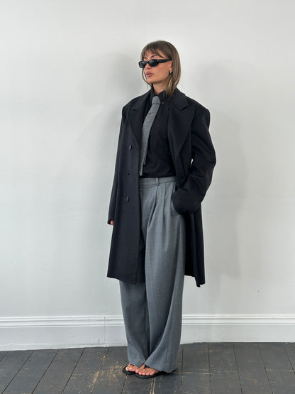 Italian Vintage 1980s Wool Double Breasted Coat - XL