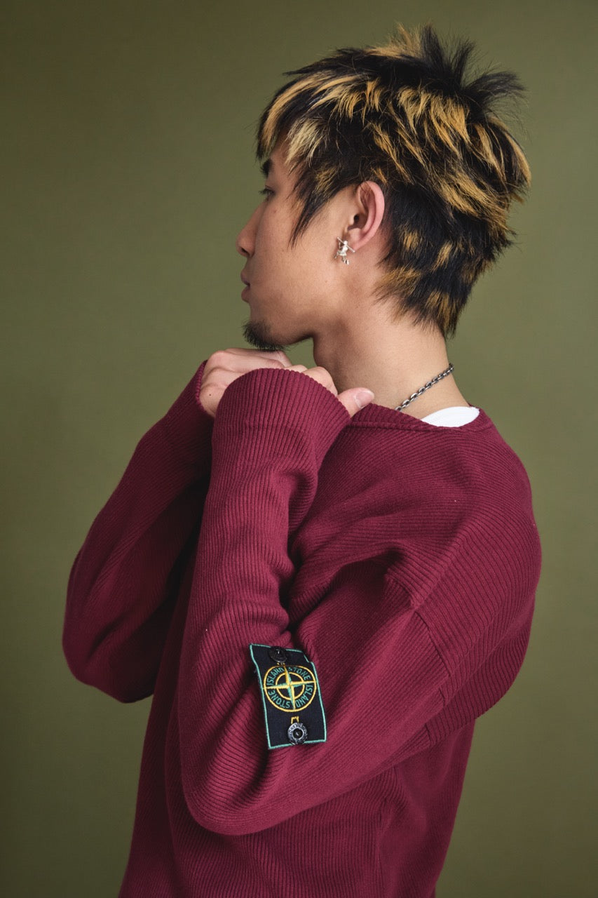 1980s Stone Island Ribbed Boatneck Sweater