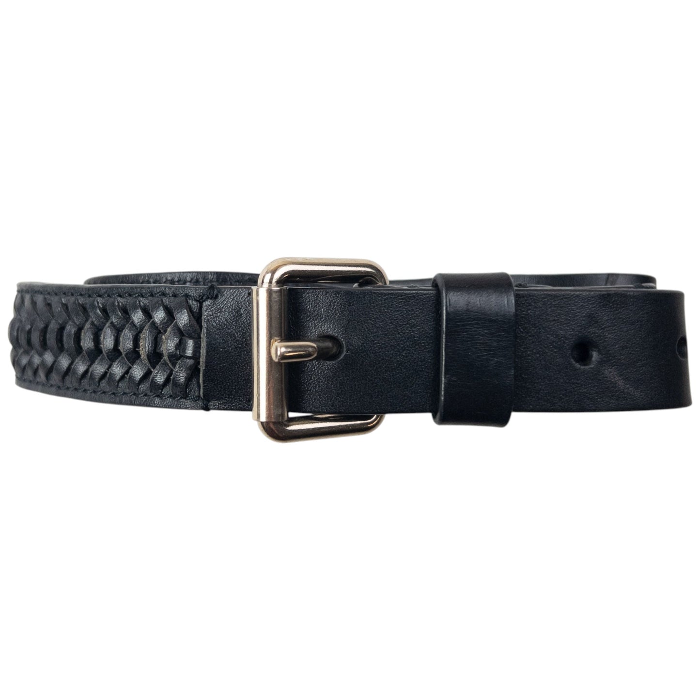 Vintage 2000s Burberry Braided Leather Belt Size W26 | O/S, Black