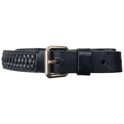 Vintage 2000s Burberry Braided Leather Belt Size W26 | O/S, Black