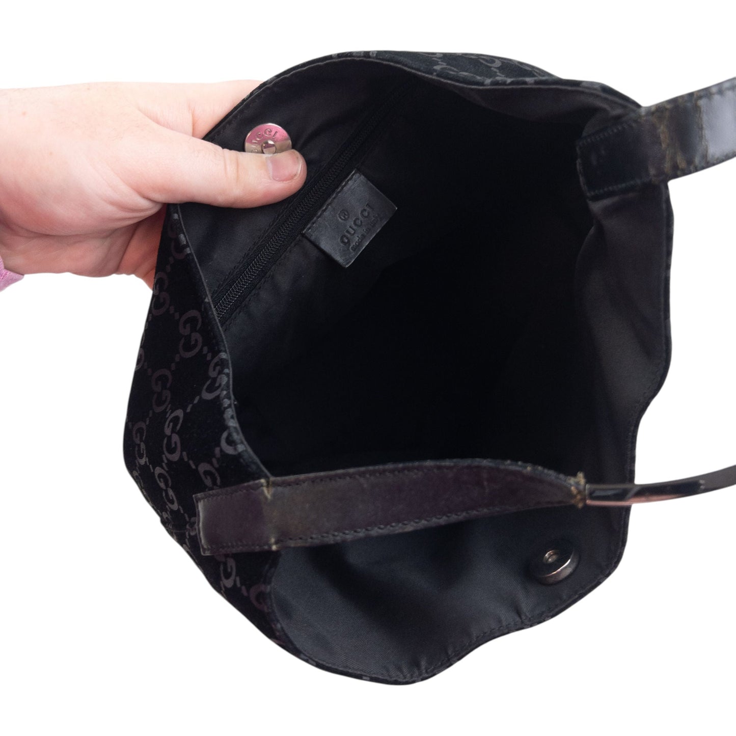 Vintage 2000s Gucci Monogram Suede Shoulder Bag