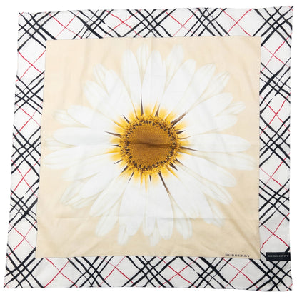 Vintage 2000s Burberry Nova Check Daisy Print Silk Scarf | O/S, Multicolour