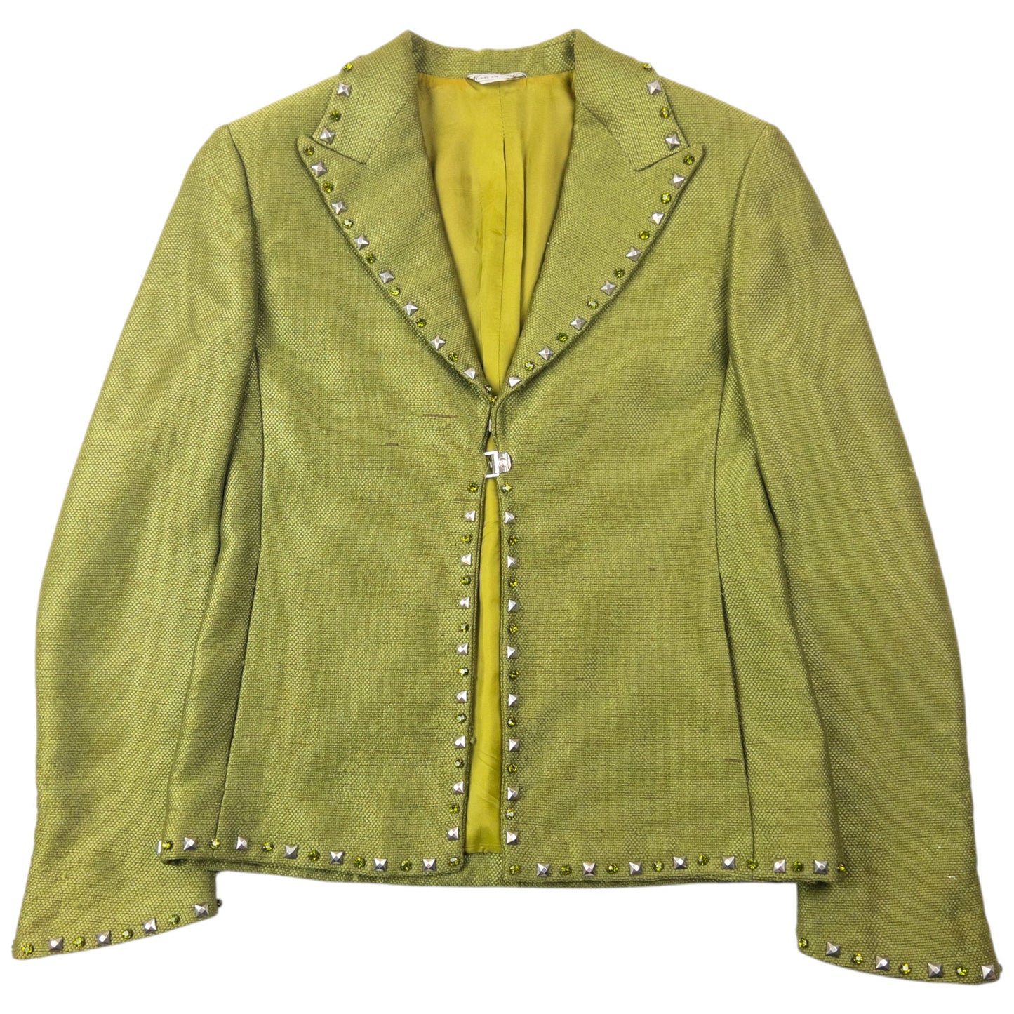 Vintage 90s Gianni Versace Couture Studded Jacket & Skirt Suit Set Womens Size XS | XS, Green