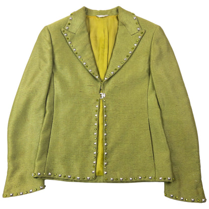 Vintage 90s Gianni Versace Couture Studded Jacket & Skirt Suit Set Womens Size XS | XS, Green