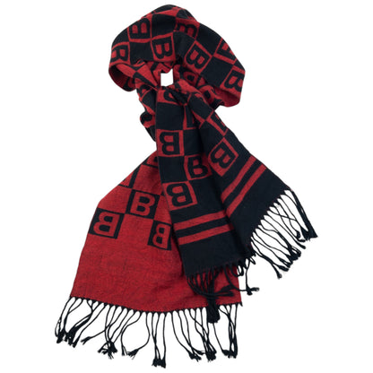 Vintage 90s Burberry Monogram Checkered Cashmere Tassel Scarf | O/S, Black
