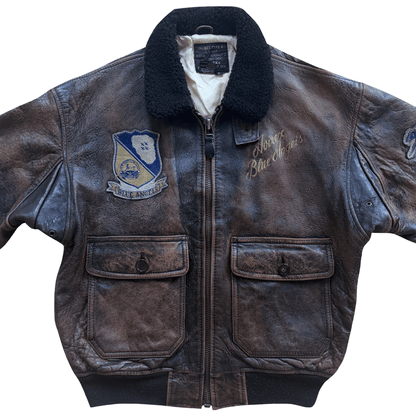 Avirex 1991 'Blue Angels' G-1 Leather Flight Jacket - S / M | S / M, Multicoloured