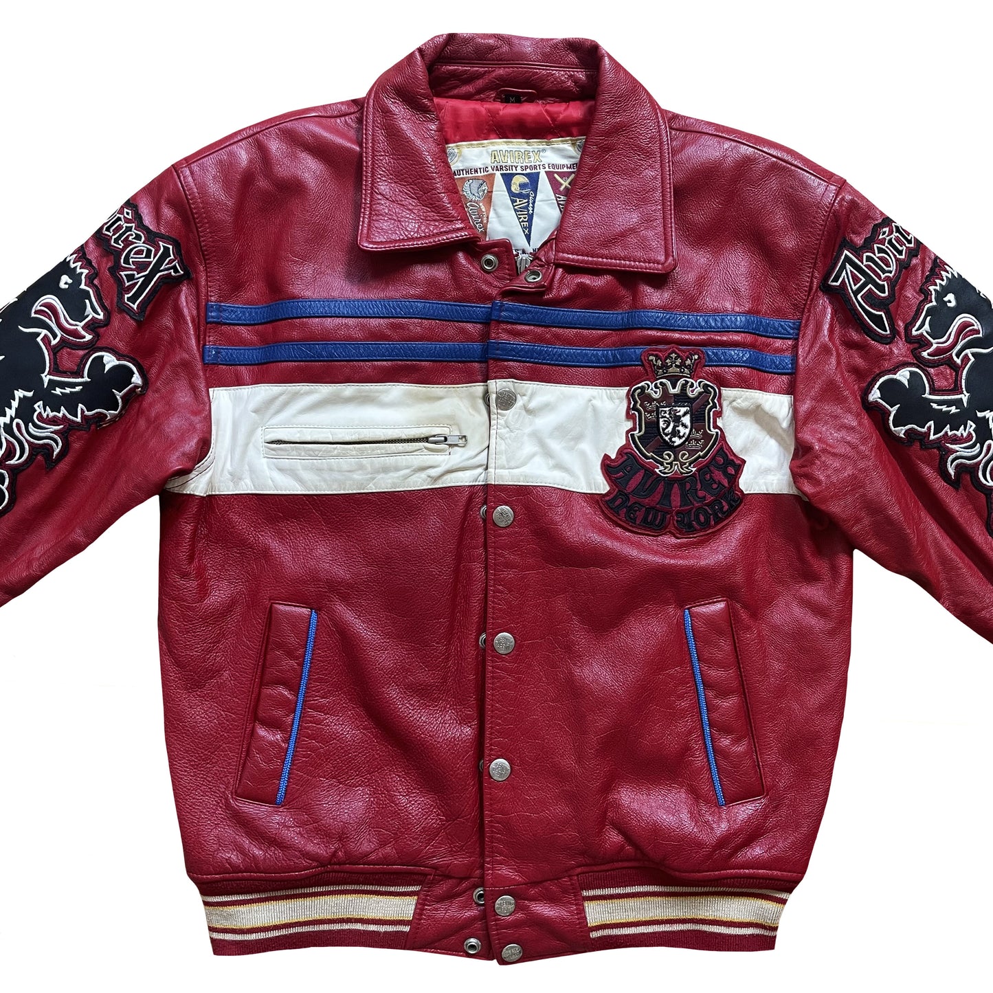 Avirex New York Lions Leather Varsity Jacket - M