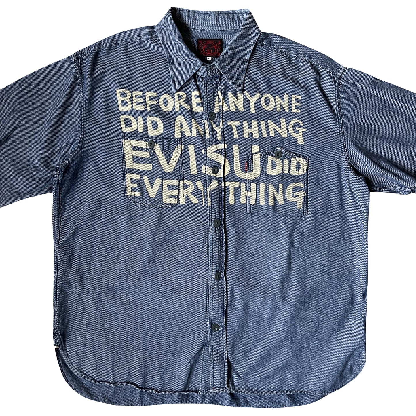 Evisu Script Denim Long Sleeve Shirt - L