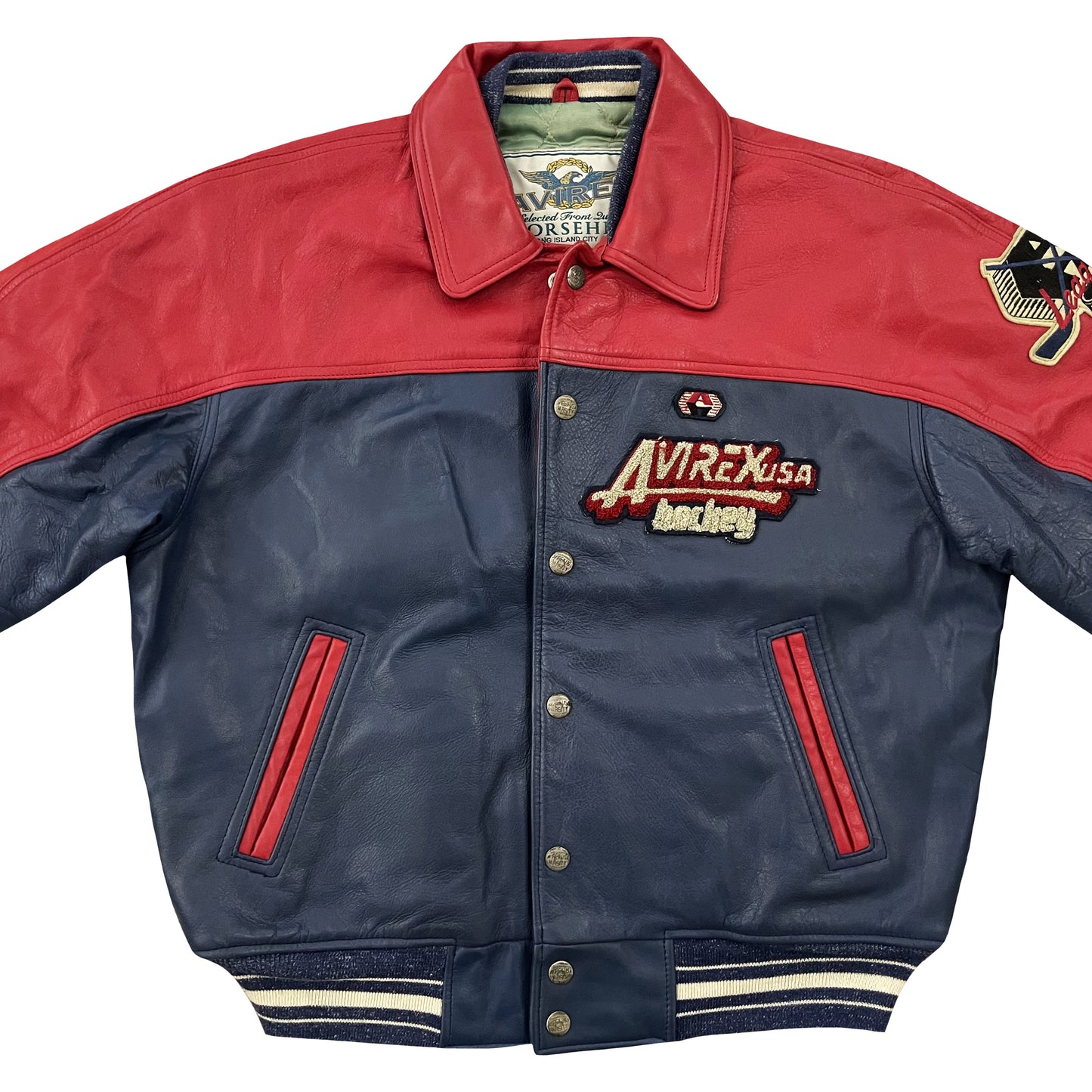 Avirex Hockey League Leather Varsity Jacket - M