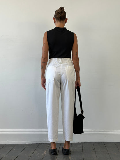 Vintage 1990s Pure Cotton High Waisted Tapered Trousers - W26