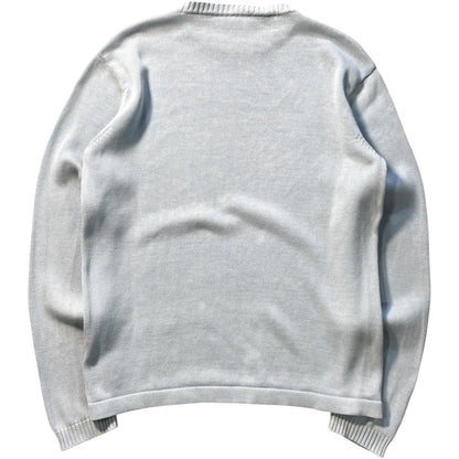 Armani Jeans 00’s Baby Blue Cotton Knit Jumper M | Medium, Multicoloured